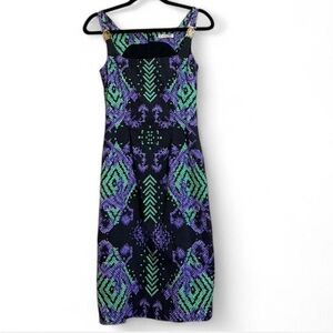 Versace Dress with Purple and Green Pattern